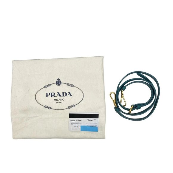 Auth PRADA Turquoise Leather Tote Bag - Picture 14 of 14